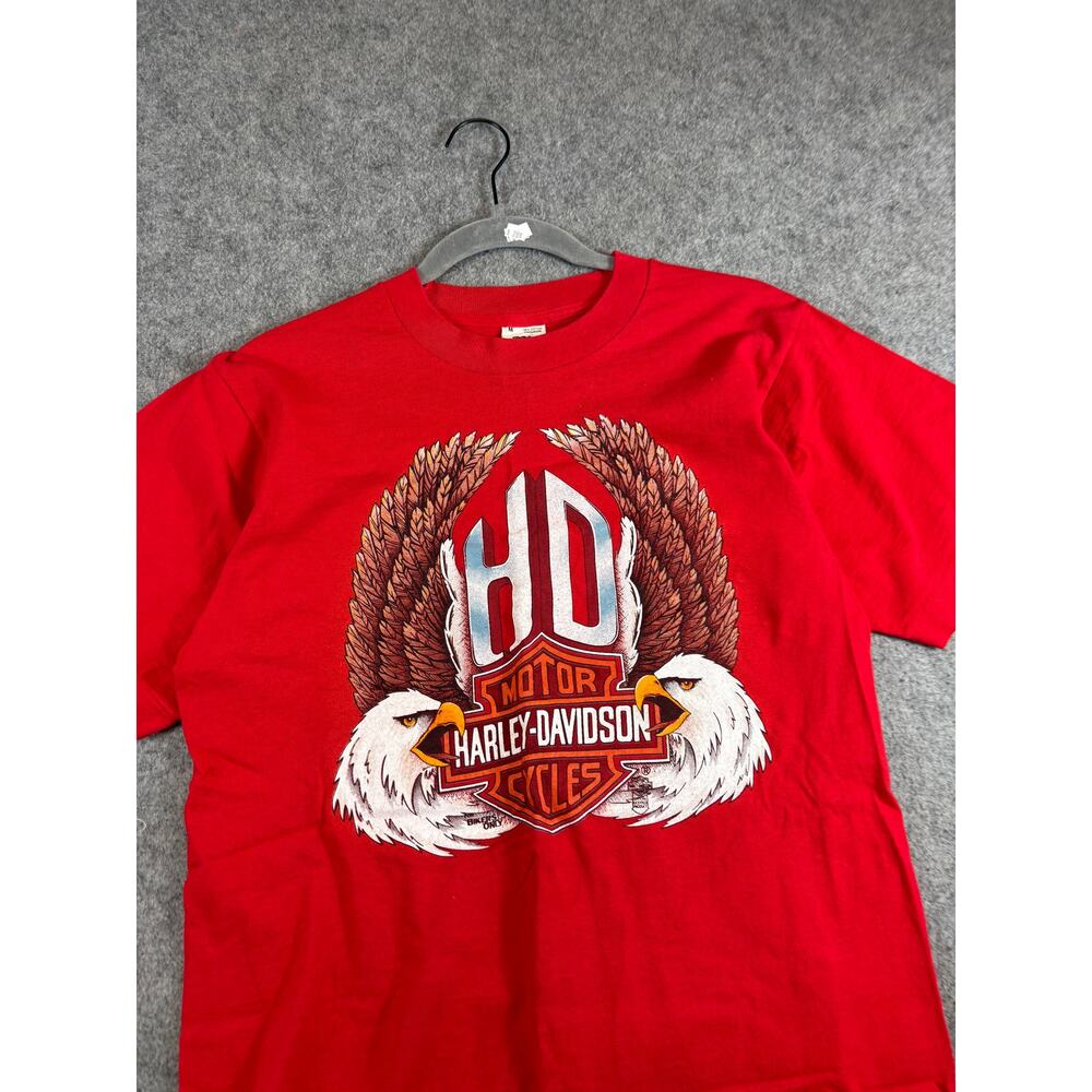 Vintage 80s Harley Davidson Milwaukee Shirt Mens Red Graphic Tee Bikers Medium